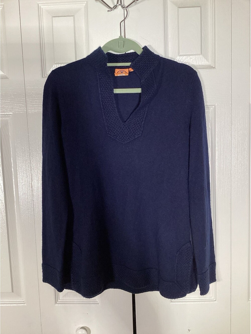 Tory Burch Lizzie 100% Cashmere Tunic Sweater Small Navi BlueOffice Neutral Soft